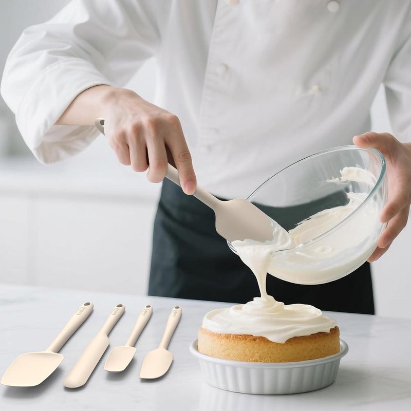 Coukre Silicone Spatula Set of 5,High Temperature Resistant, Food Grade Silicone, Dishwasher Safe, for Baking, Cooking (Pure Beige) - Image 5